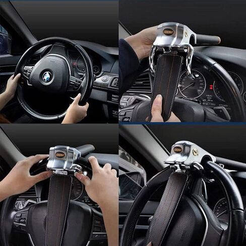 Steering Wheel Lock Universal Anti-Theft Device Heavy Duty Security Car Lock for Vehicle Auto Truck SUV Van with 2 Keys Black in Saudi Arabia