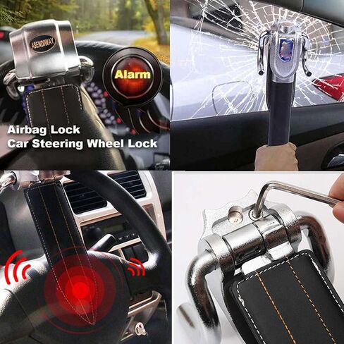 Steering Wheel Lock Universal Anti-Theft Device Heavy Duty Security Car Lock for Vehicle Auto Truck SUV Van with 2 Keys Black in Saudi Arabia