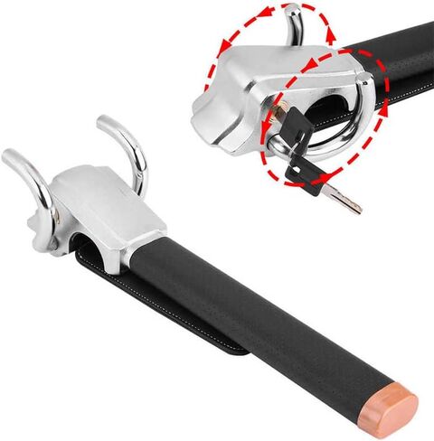 Steering Wheel Lock Universal Anti-Theft Device Heavy Duty Security Car Lock for Vehicle Auto Truck SUV Van with 2 Keys Black in Saudi Arabia
