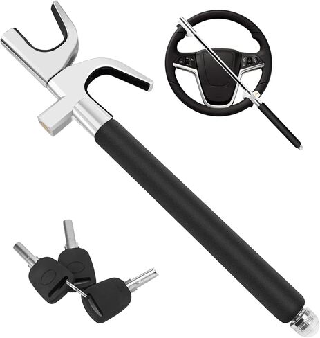 قفل عجلة القيادة متعدد الوظائف من SURDOCA - قفل عجلة القيادة عالي الأمان مضاد للسرقة مع قاطع النافذة - قفل عجلة السيارة العالمي - سهل التركيب مناسب لشاحنة سيارات الدفع الرباعي in Kuwait