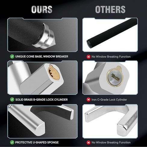 قفل عجلة القيادة متعدد الوظائف من SURDOCA - قفل عجلة القيادة عالي الأمان مضاد للسرقة مع قاطع النافذة - قفل عجلة السيارة العالمي - سهل التركيب مناسب لشاحنة سيارات الدفع الرباعي in Kuwait