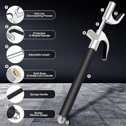 قفل عجلة القيادة متعدد الوظائف من SURDOCA - قفل عجلة القيادة عالي الأمان مضاد للسرقة مع قاطع النافذة - قفل عجلة السيارة العالمي - سهل التركيب مناسب لشاحنة سيارات الدفع الرباعي in Kuwait