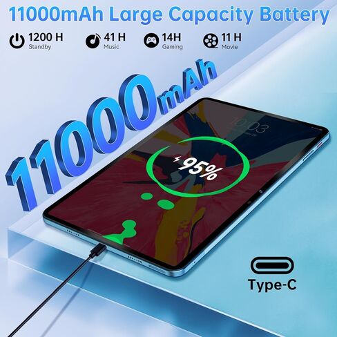تابلت OUKITEL OT5 12 بوصة بنظام Android 13 - 11000 مللي أمبير في الساعة 2K MTK Helio G99 ثماني النواة 2.2 جيجا هرتز، أقراص ألعاب 36 جيجابايت + 256 جيجابايت ROM 2 تيرابايت موسع للبالغين، كاميرا 16 ميجابكسل + 8 ميجابكسل، مكبرات صوت رباعية، TÜV/BT 5.2/GPS/OT in Kuwait