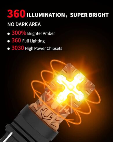 Lasfit 3157 Led Bulb Amber 3156 3057 LED Turn Signal Light 4157 3457 4114 LED Side Marker Light 2023 New Super Bright with Low Consumption (2 Pack) in Saudi Arabia