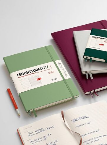 LEUCHTTURM1917 - مخطط أسبوعي ودفتر ملاحظات 2024 مع كتيب إضافي، غلاف مقوى، متوسط ​​(A5)، أسود (1 يناير - 31 ديسمبر 2024) in Kuwait