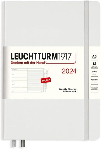 LEUCHTTURM1917 - مخطط أسبوعي ودفتر ملاحظات 2024 مع كتيب إضافي، غلاف مقوى، متوسط ​​(A5)، أسود (1 يناير - 31 ديسمبر 2024) in Kuwait