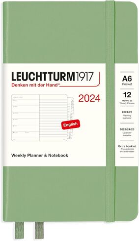 LEUCHTTURM1917 - مخطط أسبوعي ودفتر ملاحظات 2024 مع كتيب إضافي، غلاف مقوى، متوسط ​​(A5)، أسود (1 يناير - 31 ديسمبر 2024) in Kuwait