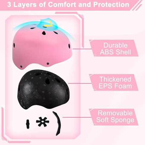 FIODAY الأطفال خوذة الدراجة منصات الركبة للأطفال قابل للتعديل معدات الحماية مع منصات الركبة والكوع حراس المعصم خوذة طفل للبنين الفتيات التزلج على الجليد سكوتر التزلج، 3-5-8 سنوات in Kuwait