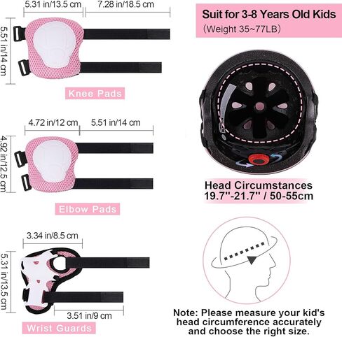 FIODAY الأطفال خوذة الدراجة منصات الركبة للأطفال قابل للتعديل معدات الحماية مع منصات الركبة والكوع حراس المعصم خوذة طفل للبنين الفتيات التزلج على الجليد سكوتر التزلج، 3-5-8 سنوات in Kuwait