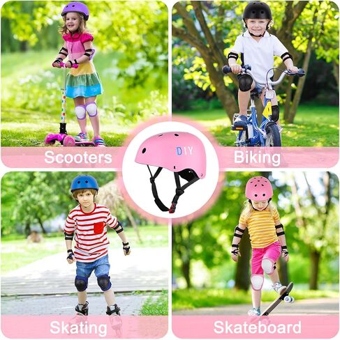 FIODAY الأطفال خوذة الدراجة منصات الركبة للأطفال قابل للتعديل معدات الحماية مع منصات الركبة والكوع حراس المعصم خوذة طفل للبنين الفتيات التزلج على الجليد سكوتر التزلج، 3-5-8 سنوات in Kuwait