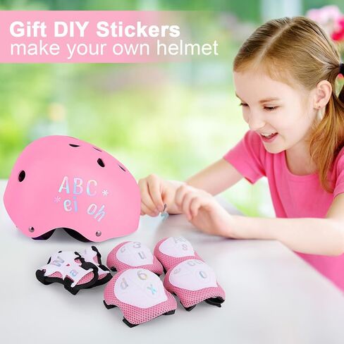 FIODAY الأطفال خوذة الدراجة منصات الركبة للأطفال قابل للتعديل معدات الحماية مع منصات الركبة والكوع حراس المعصم خوذة طفل للبنين الفتيات التزلج على الجليد سكوتر التزلج، 3-5-8 سنوات in Kuwait