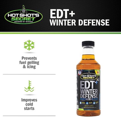 Hot Shot's Secret EDT+ Winter Defense - ضغط 16 أونصة، معزز الوقود المضاد للهلام 7 في 1 - معالجة وقود الديزل الشتوي - يعزز السيتان - يضيف التشحيم - يحمي نظام الوقود in Saudi Arabia