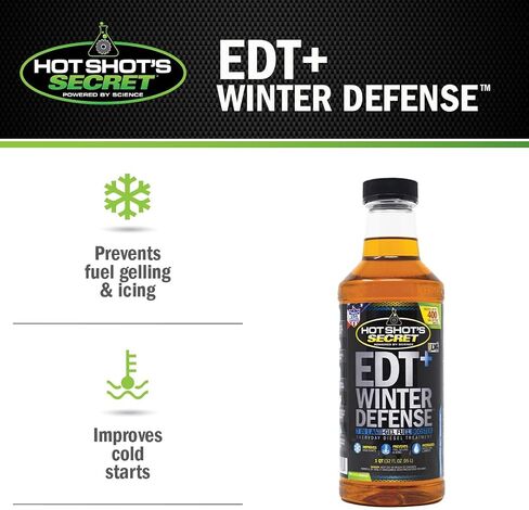 Hot Shot's Secret EDT+ Winter Defense - ضغط 16 أونصة، معزز الوقود المضاد للهلام 7 في 1 - معالجة وقود الديزل الشتوي - يعزز السيتان - يضيف التشحيم - يحمي نظام الوقود in Saudi Arabia