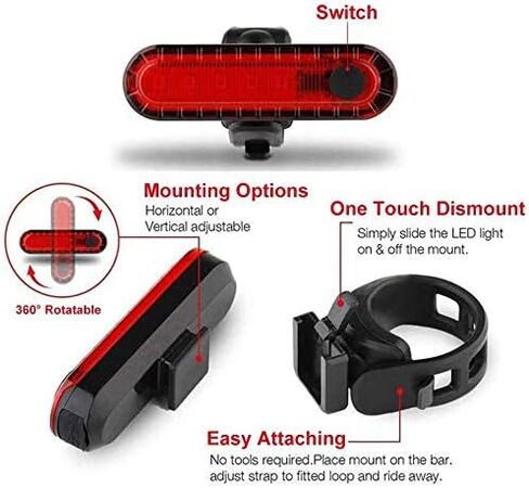 مجموعة مصابيح دراجة قابلة لإعادة الشحن عبر USB مع حامل للهاتف الخلوي، مصباح دراجة 5 في 1 مع بوق وشاحن هاتف، مصباح أمامي مقاوم للماء للدراجة وإضاءة خلفية خلفية، 6 أوضاع إضاءة، سهلة التركيب لركوب الدراجات على الطرق الجبلية in Kuwait