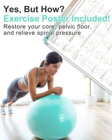 Tumaz Birth Ball - Birthing Ball for Pregnancy & Labor - Including Birthing Ball/Peri Bottle/Yoga Strap/Non-Slip Socks - Pregnancy Ball for Exercises Set with Quick Foot Pump & Instruction Poster in Kuwait