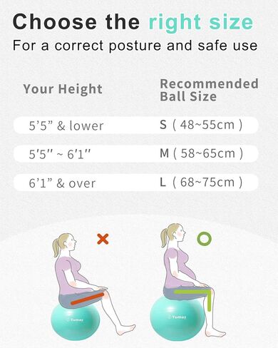 Tumaz Birth Ball - Birthing Ball for Pregnancy & Labor - Including Birthing Ball/Peri Bottle/Yoga Strap/Non-Slip Socks - Pregnancy Ball for Exercises Set with Quick Foot Pump & Instruction Poster in Kuwait