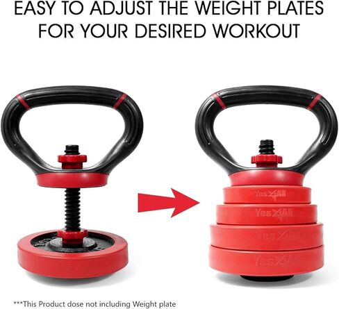 Yes4All قابل للتعديل Kettlebell لألواح الوزن، مجموعة أوزان تمرين Kettlebell، محول الدمبل للتمرين في صالة الألعاب الرياضية المنزلية in Kuwait