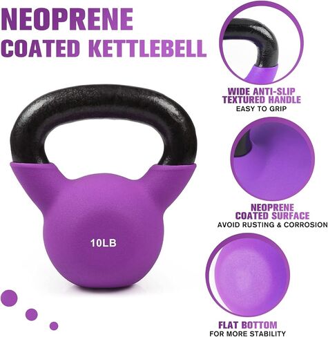 RitFit Neoprene Coated Solid Cast Iron Kettlebell 5 10 15 20 25 30 35 40 45 50 LB, Great for Full Body Workout, Cross-Training, Weight Loss & Strength Training in Saudi Arabia