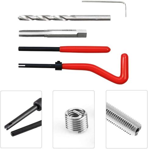 طقم إصلاح الخيط، M7 × 1.0 مم طقم أدوات إصلاح الخيط المتري المتوافق مع مجموعة الأدوات اليدوية لإصلاح السيارات (M7-1.0) in Kuwait