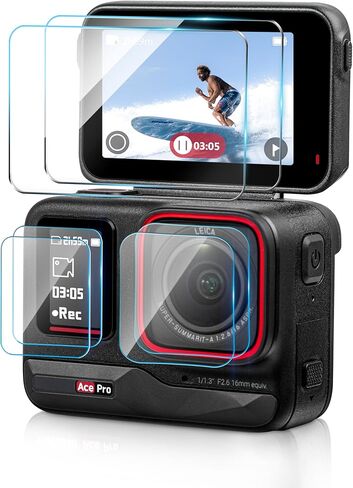 واقي شاشة Tomat لـ Insta360 Ace Pro، واقي شاشة فائق الوضوح من الزجاج المقسى لـ Insta360 Ace Pro، لـ Insta360 Ace Pro، واقي عدسة Insta360 Ace Pro، فيلم شاشة LCD أمامي من الزجاج المقسى (6 قطع) in Kuwait