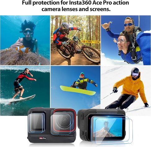 واقي شاشة Tomat لـ Insta360 Ace Pro، واقي شاشة فائق الوضوح من الزجاج المقسى لـ Insta360 Ace Pro، لـ Insta360 Ace Pro، واقي عدسة Insta360 Ace Pro، فيلم شاشة LCD أمامي من الزجاج المقسى (6 قطع) in Kuwait