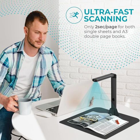 ماسح ضوئي مكتبي من IRIScan للكمبيوتر المحمول وماسح ضوئي للمستندات بحجم a3 - v5pro: ماسح ضوئي للمكتبة، محرر PDF مجاني، ماسح ضوئي محمول، ماسح ضوئي للكتب، تسوية بالذكاء الاصطناعي، مسح تلقائي بالذكاء الاصطناعي، إخفاء إصبع الذكاء الاصطناعي، 12 ميجابكسل، ويندوز in Kuwait