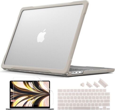 حافظة Batianda للحماية القصوى لجهاز M3 MacBook Air 13.6 بوصة 2022 2023 2024 موديل A2681/A3113 حواف من ألياف الكربون غير اللامعة مقاومة للصدمات ومضادة للخدش ومضادة لبصمات الأصابع مع غطاء لوحة المفاتيح، رمادي صخري in Kuwait