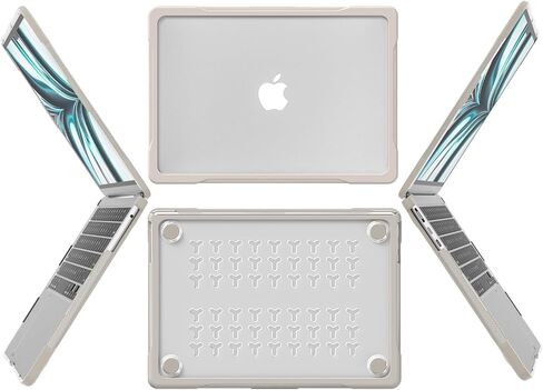 حافظة Batianda للحماية القصوى لجهاز M3 MacBook Air 13.6 بوصة 2022 2023 2024 موديل A2681/A3113 حواف من ألياف الكربون غير اللامعة مقاومة للصدمات ومضادة للخدش ومضادة لبصمات الأصابع مع غطاء لوحة المفاتيح، رمادي صخري in Kuwait