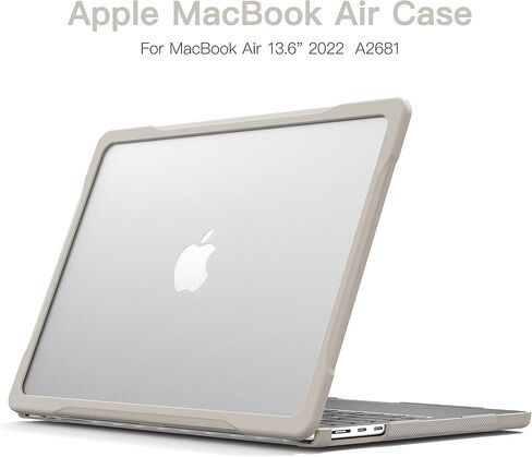 حافظة Batianda للحماية القصوى لجهاز M3 MacBook Air 13.6 بوصة 2022 2023 2024 موديل A2681/A3113 حواف من ألياف الكربون غير اللامعة مقاومة للصدمات ومضادة للخدش ومضادة لبصمات الأصابع مع غطاء لوحة المفاتيح، رمادي صخري in Kuwait