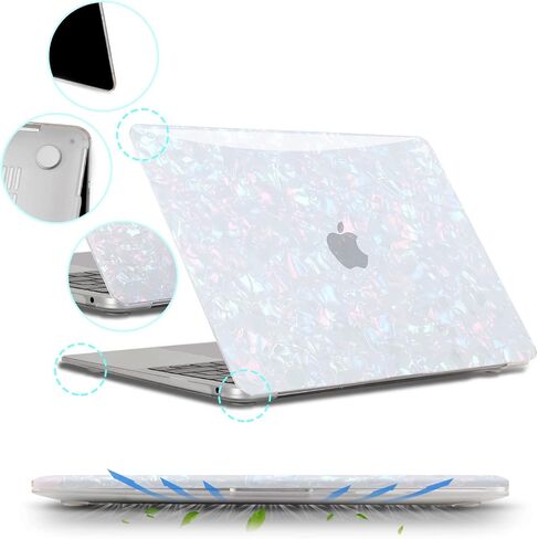 B BELK Compatible with MacBook Air 13 inch Case 2022 2021 2020 2019 2018 Release M1 A2337 A2179 A1932 Touch ID, Glitter Pearl Plastic Hard Shell Case+2 Keyboard Cover+Screen Protector, Iridescent in Saudi Arabia
