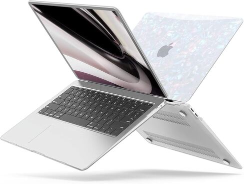 B BELK Compatible with MacBook Air 13 inch Case 2022 2021 2020 2019 2018 Release M1 A2337 A2179 A1932 Touch ID, Glitter Pearl Plastic Hard Shell Case+2 Keyboard Cover+Screen Protector, Iridescent in Saudi Arabia