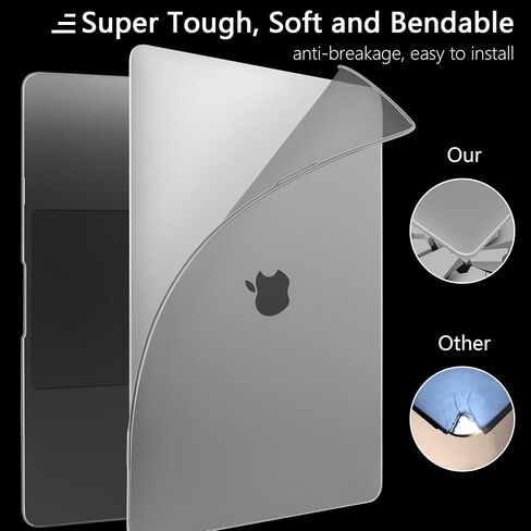 حافظة MEEgoodo لجهاز MacBook Air 13 بوصة إصدار 2021 2020 2019 2018، غطاء شفاف غير لامع مناسب للطراز A2337 M1 A2179 A1932، حافظة صلبة للكمبيوتر المحمول من البلاستيك الناعم مع لوحة مفاتيح TPU وغطاء كاميرا ويب ومحول OTG، شفاف in Kuwait