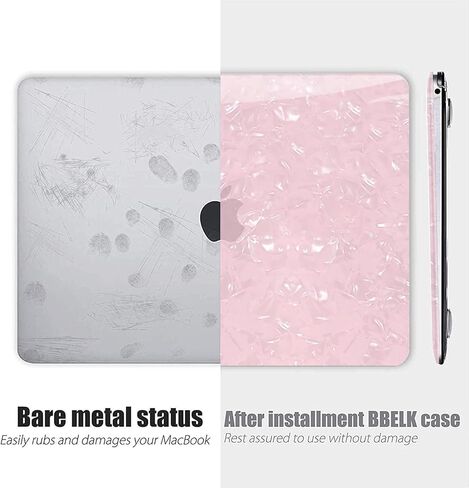 B BELK Compatible with MacBook Air 13 inch Case 2022 2021 2020 2019 2018 Release M1 A2337 A2179 A1932 Touch ID, Glitter Pearl Plastic Hard Shell Case+2 Keyboard Cover+Screen Protector, Iridescent in Saudi Arabia