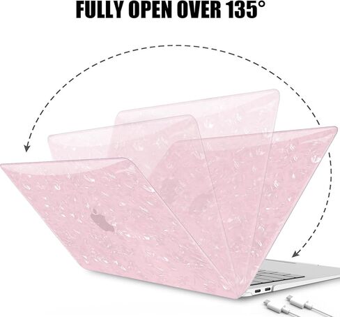 B BELK Compatible with MacBook Air 13 inch Case 2022 2021 2020 2019 2018 Release M1 A2337 A2179 A1932 Touch ID, Glitter Pearl Plastic Hard Shell Case+2 Keyboard Cover+Screen Protector, Iridescent in Saudi Arabia