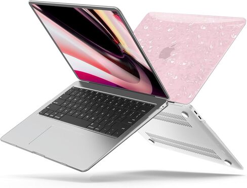 B BELK Compatible with MacBook Air 13 inch Case 2022 2021 2020 2019 2018 Release M1 A2337 A2179 A1932 Touch ID, Glitter Pearl Plastic Hard Shell Case+2 Keyboard Cover+Screen Protector, Iridescent in Saudi Arabia