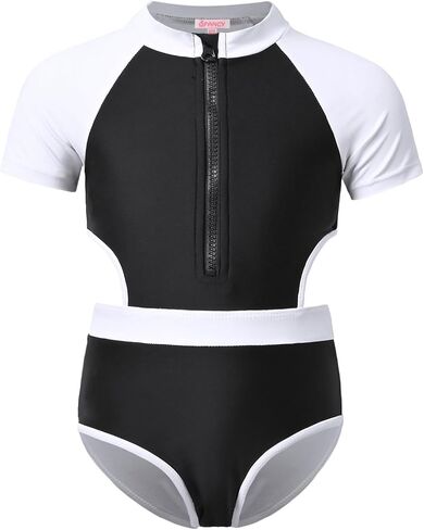 ملابس سباحة للفتيات من قطعة واحدة من QPANCY، ملابس سباحة ذات مقاس نحيف، ملابس سباحة رياضية للشاطئ، بدلة استحمام مقصوصة in Kuwait