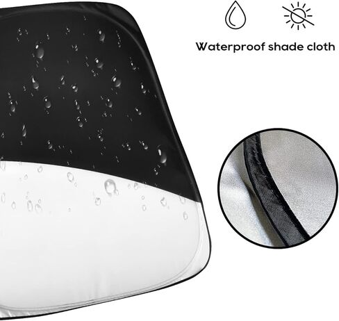 Black Sunshade for Tesla Model 3/Y, UPF50+ Double-Layer 240T High-Density, Front Windshield Sun Visor, Blocks UV/Heat, Foldable Window Cover Keeps Vehicle Cool, for Model 3 Model Y Accessory in Kuwait