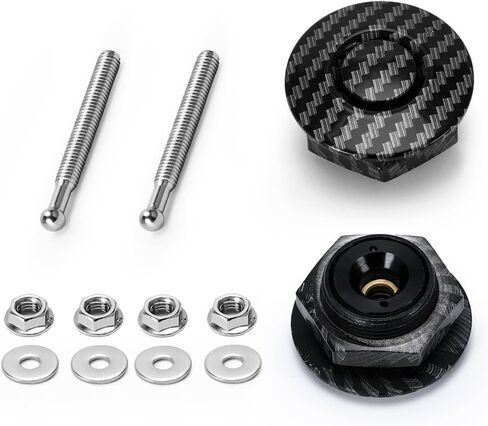 2pcs 1.25" Universal Style Quick Latch Bumper Release Fastener Push Button Billet Hood Pin Lock Clip Kit Quick Pins for Auto Car Bumper Hood License Plate Carbon Fiber Texture in Saudi Arabia