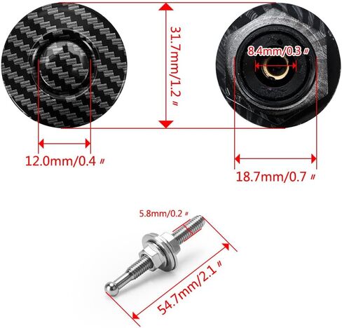 2pcs 1.25" Universal Style Quick Latch Bumper Release Fastener Push Button Billet Hood Pin Lock Clip Kit Quick Pins for Auto Car Bumper Hood License Plate Carbon Fiber Texture in Saudi Arabia