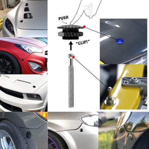 2pcs 1.25" Universal Style Quick Latch Bumper Release Fastener Push Button Billet Hood Pin Lock Clip Kit Quick Pins for Auto Car Bumper Hood License Plate Carbon Fiber Texture in Saudi Arabia