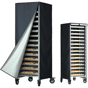 Bread Pan Rack Cover,28" Lx23 Wx64 H,Suitable for 20 tier baking racks, for commercial bakery racks, 600D waterproof, dustproof and greaseproof, bakery rack cover with zipper