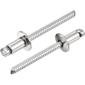 uxcell 50Pcs 1/8"x1/2" 304 Stainless Steel Dome-Head Blind Rivets, Open-End Type Blind Rivets for DIY, Sheet Metal, Automotive Repairs, Furniture, Boat, and Duct Work (Black)
