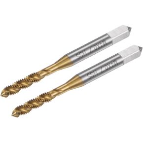 uxcell 2pcs Spiral Flute Thread Taps, Metric M4 x 0.7 H2 Screw Threading Tap, Titanium Coated M2 High Speed Steel Machine Tapping Tools for Machinist Repair