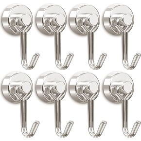 Tohoer Magnetic Hooks, Heavy Duty Neodymium Magnet Hook 30LBS with Rust Proof for Indoor Outdoor Hanging,Refrigerator,Grill,Kitchen,Key Holder,(Black, 8 x 20MM)