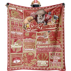 Blanket 60"x50" Football Fan Gifts for Men Women Football Style Throw Blanket Flannel Super Cozy Soft Living Room