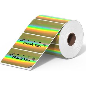 Itari 4x2 Thermal Printer Sticker Labels - QR Code Labels for Storage, Circle Label Stickers Thermal Paper, Compatible with Etsy, Shopify, Ebay, Amazon, FedEx, 500 PCS/Roll, Holographic Silver