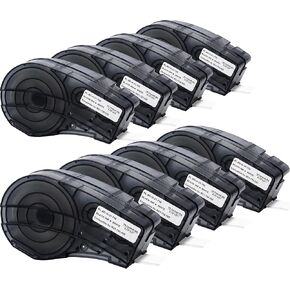 Weemay M21-750-595-WT M21-750-595 3/4 Inchs Black on White Vinyl Label Tape, for Indoor/Outdoor ID, Lab Labeling and Equipment Labeling, 0.75" W x 21' L, 8 Pack