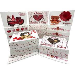BASHOUT 24 Pcs Valentine’s Day Bakery Cookie Box | SIZE 8.5 x 5.75 x 2.5 Inch Valentine Day Treat Box with Window Cutout | Cupcake and Goody Boxes| Valentine Party Favor Box 4 Design Variety Pack
