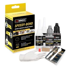 Strong Glue Kit with Filler, Metal Plastic Repair Kit, 7-10s Fast Bond with 20ml Instant Adhesives and Black & Grey Welding Powders for Wood, Ceramics