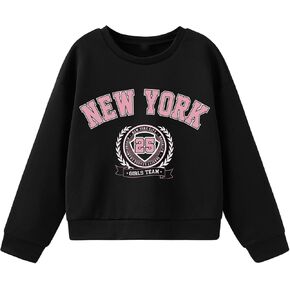 SHENHE Girl's Letter Graphic Crew Neck Sweatshirts Long Sleeve Casual Pullover Tops